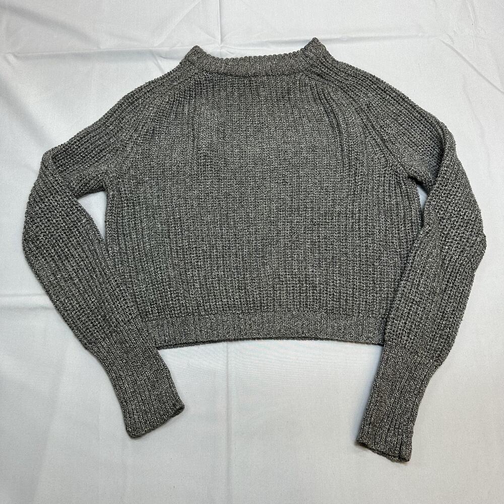American Apparel Sweater Womens XS Gray Chunky Knit Cropped Pullover USA Casual